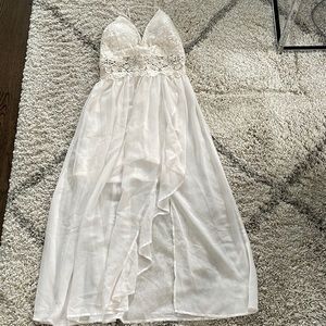 Off White Lace and Chiffon Dress